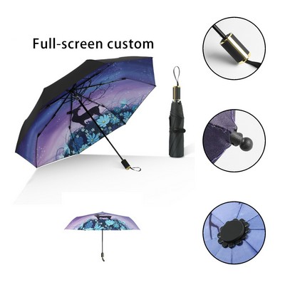 Full-Screen Digital Printed Travel Folding Umbrella