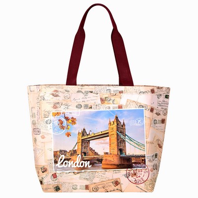 Full-Color Double Layered Laminated Non-Woven London Travel Bag 20"x 14"x 6"