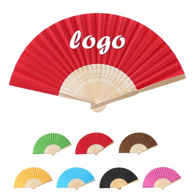 Full-Color Folding Bamboo Paper Hand Fan