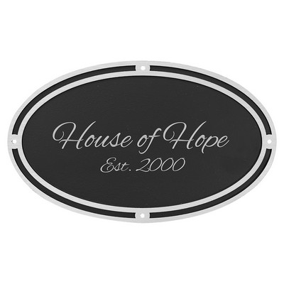 10" x 6" Silver/Black Oval Cast Aluminum Sign W/ Hardware