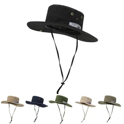 Outdoor Fishing Wide Brim Sun Bucket Hat W/ Embroidery