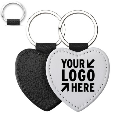 Heart Shaped Doublesided PU Keychain with Metal Plate