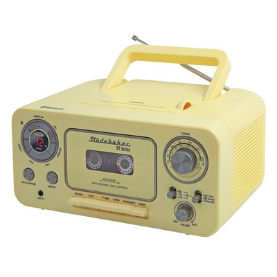 Studebaker Portable Bluetooth® CD Player w/AM/FM Radio & Cassette Player/Recorder (Yellow)