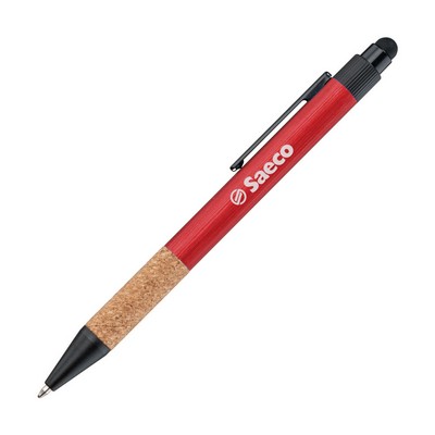 Manuel Recycled Aluminum Pen w/Cork Grip - Red