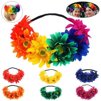 Pride Rainbow Sunflower Crown Headbands