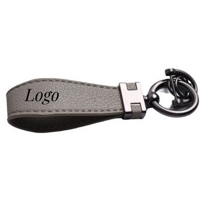 Leather Car Keychain With 360 Degree Rotatable