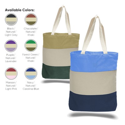 Heavy Canvas Tri-Color Promotional Tote Bag