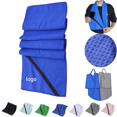 Sports Towel with Zipper Pocket