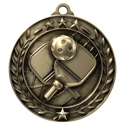 Antique Pickleball Wreath Award Medallion (1-3/4")