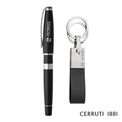 Cerruti 1881® Bicolore Rollerball Pen & Zoon Key Ring Gift Set - Black