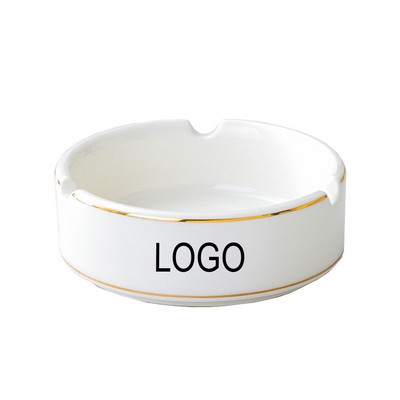 Pure White Gold Rim Ceramic Ashtray