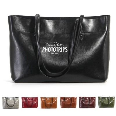 Retro Leather Shoulder Tote Bag