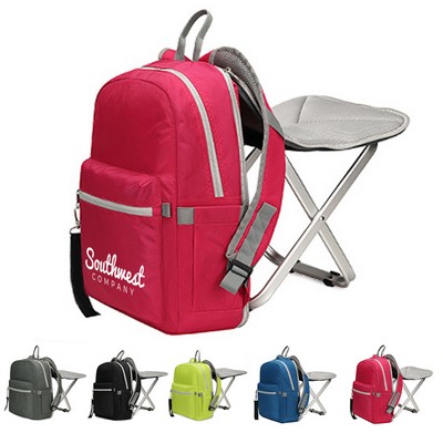 Backpack with Portable Folding Stool