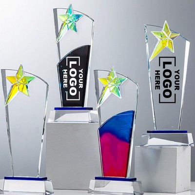 Colorful Curved Crystal Trophy