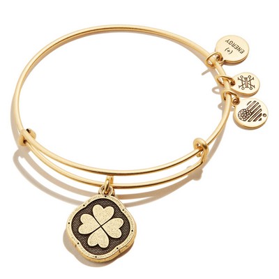 Alex and Ani® Four Leaf Clover Charm Rafaelian Gold Bangle