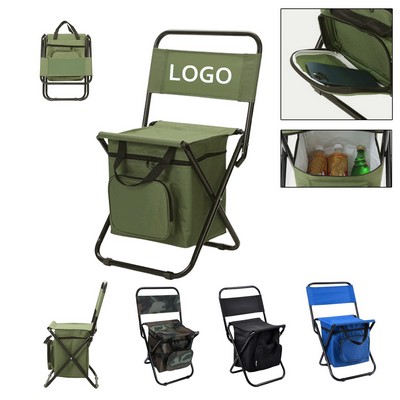 Portable Foldable Fishing Chair with Built-in Cooler Bag