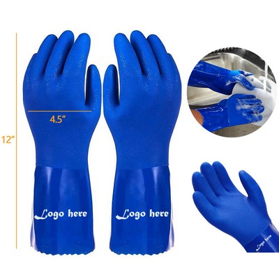 12 Inches Rubber Cotton Lined Cleaning Gloves