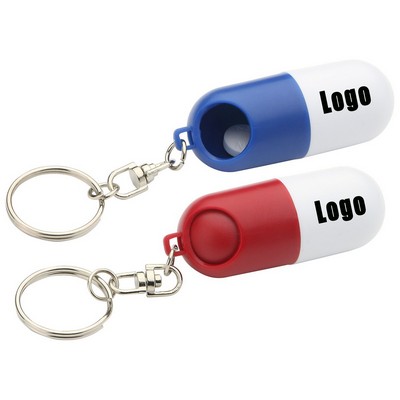 Capsule Shaped Pill Box With Key Ring