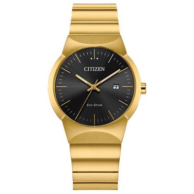 Citizen Watch Ladies' Eco-Drive Axiom Gold-Tone Stainless Steel Bracelet Watch Black Dial