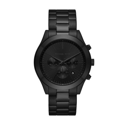 Michael Kors Men's Slim Runway Black Stainless Steel Chronograph Watch Black Dial