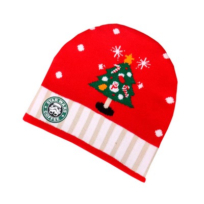 Colorful Knitted Beanie with Soft PVC Patches