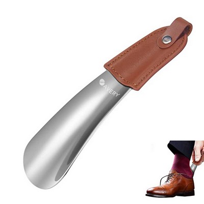 Stainless Steel Shoe Horn With Leather Cover