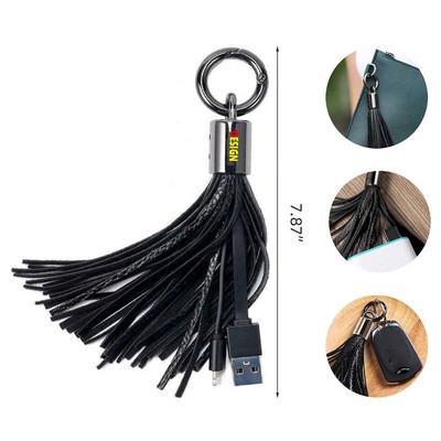 Lightning USB Leather Tassel Key Chain Phone Charger Cable