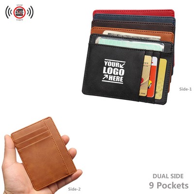 RFID Blocking 9 pockets PU Leather Card Holder Wallet