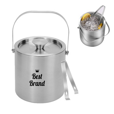 3L Double-Layer Stainless Steel Ice Bucket With Pliers