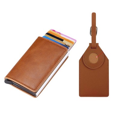 RFID Wallet + Luggage Tag w/ Air Tag Holder - Gift Set