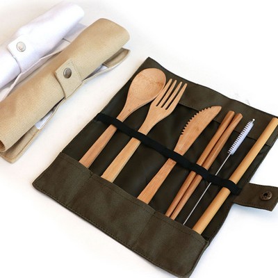 6 Piece Bamboo Cutlery With Bag