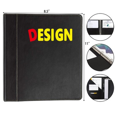 8.5 x 11 Inches 1 Inch 3 Ring Binder with Contrast Stitching