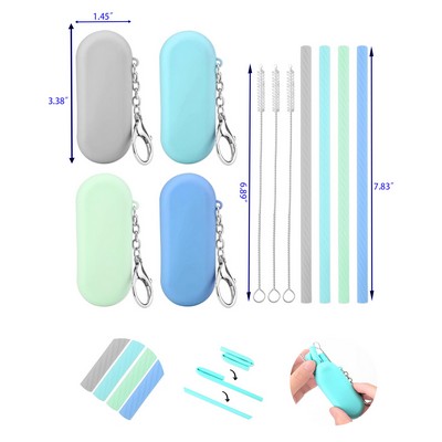 Silicone Straws Reusable Straws with Case Foldable Straws