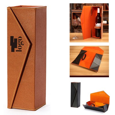 Foldable PU Leather Red Wine Box