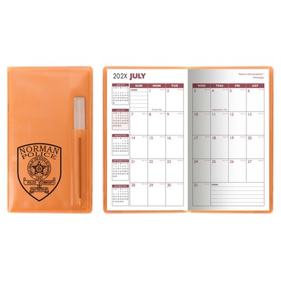 Translucent Vinyl Cover Monthly Planner with Flat Pen