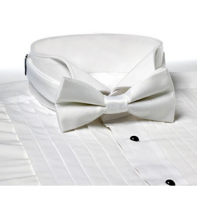 White Adjustable Banded Bow Tie