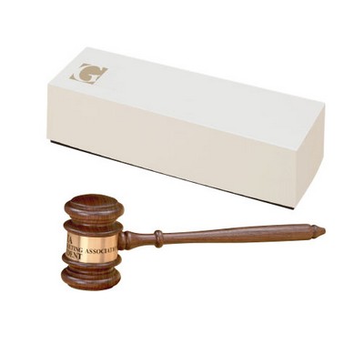 BGWJ - American Walnut Judge's 11" Gavel in gift box, brass band