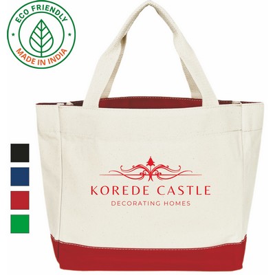 16 oz Cotton Canvas Tote Bag Red Trim - Eco Friendly Elegant Tote 13 x 12 x 5