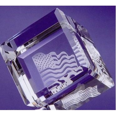 Optical Crystal Standing Cube Paperweight (2"x2"x2")