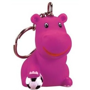 Rubber Soccer Hippo Key Chain©