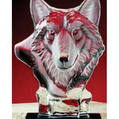 7" Animal Kingdom Hand Blown Glass Wolf Award w/Marble Base