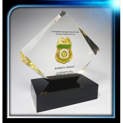 Custom Lucite Diamond Award w/Base (7 1/2"x6 3/4"x1")