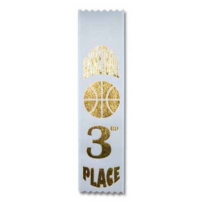 2"x8" 3rd Place Stock Basketball Lapel Event Ribbon