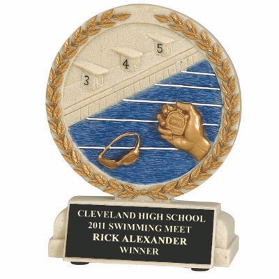 Swimming Stone Resin Trophy (5½" x 4½")