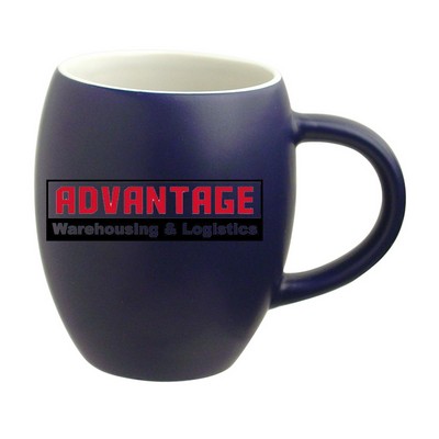 16 Oz. New York Barrel Mug (Cobalt Blue/ White)