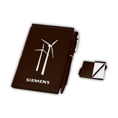 Black Aluminum Notepad & Pen - 2 Wind Turbine Accent