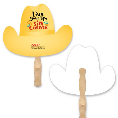 Cowboy Hat Shape Full Color Single Sided Paper Hand Fan