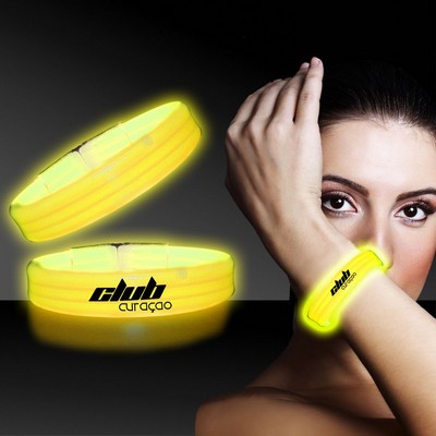 9" Deluxe Single Color Triple Wide Yellow Glow Bracelet