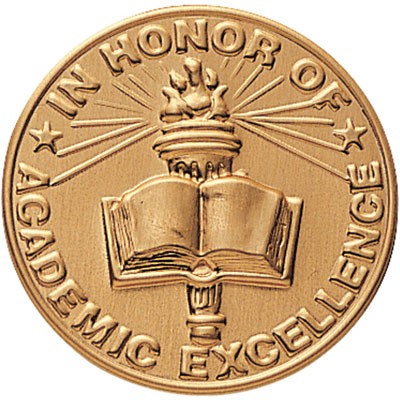 2" In Honor Of Academic Excellence High Relief Stamped Medallion Insert Disc