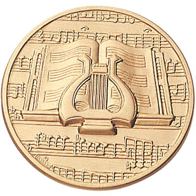 2" Music General w/Book & Lyre Stamped Medallion Insert Disc